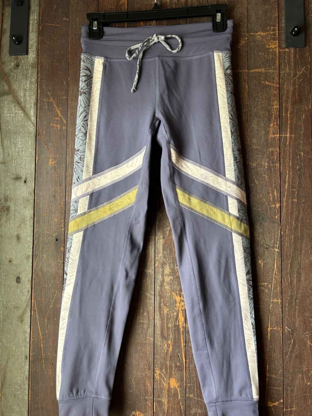 FP Movement by Free People Lavender Track Joggers with Cream & Yellow Accents